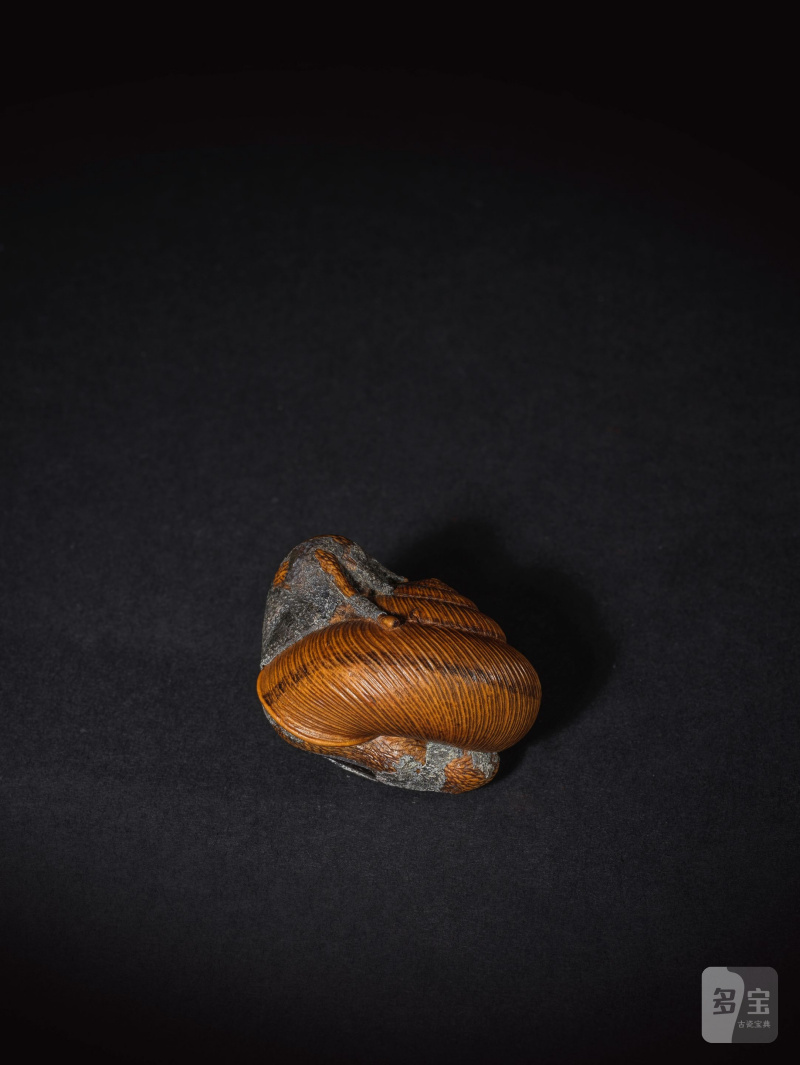 木彫根付 蝸牛 銘「自侃 眼文」 19世紀 | NETSUKE EN BOIS REPRÉSENTANT UN ESCARGOT - 图7